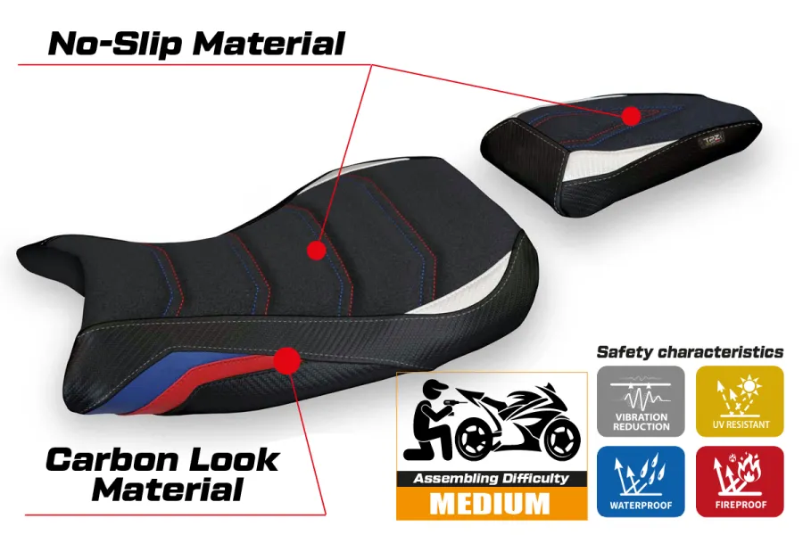Funda de asiento compatible BMW S 1000 R (21-23) modelo Petra ultragrip