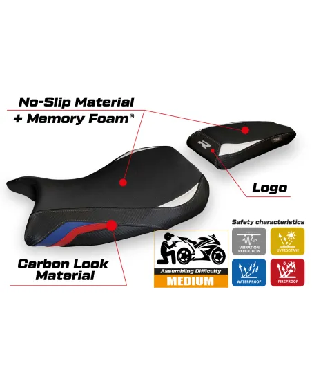 Funda de asiento compatible BMW S 1000 R (21-23) modelo Petra comfort system