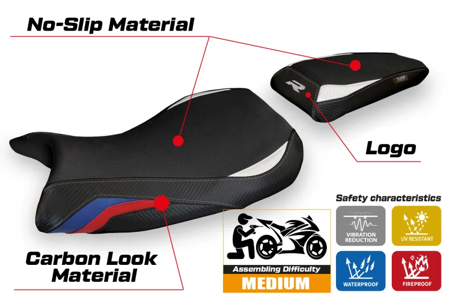 Housse de selle compatible BMW S 1000 R (21-23) modèle Petra