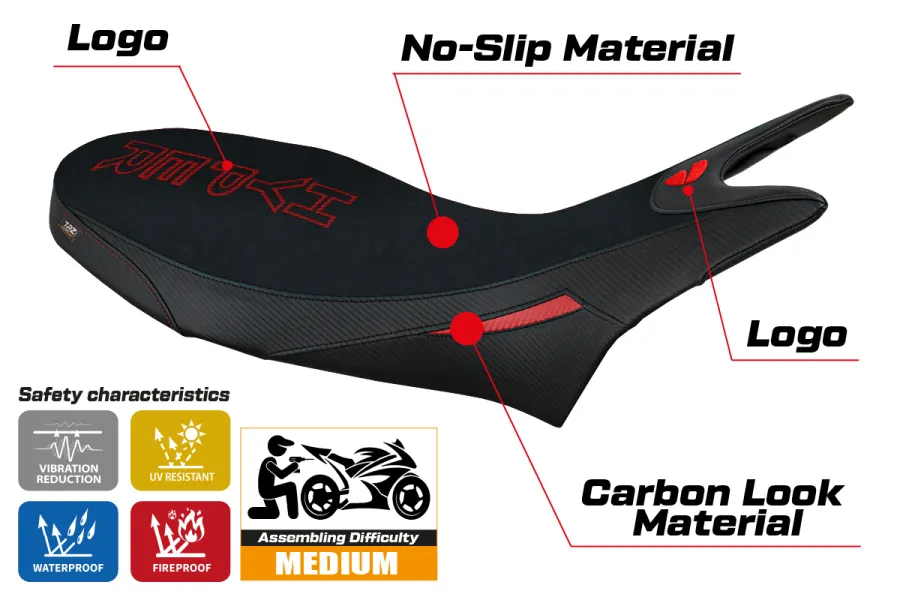Funda de asiento compatible con Ducati Hypermotard 950 (19-22) modelo Hyperconcept Velvet
