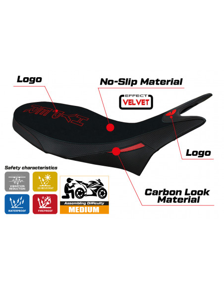 Housse de selle compatible Ducati Hypermotard 950 (19-22) modèle Hyperconcept Velvet