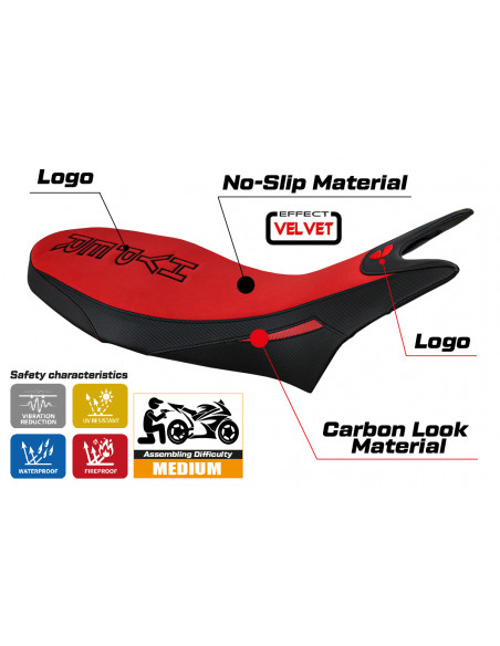 Seat cover compatible Ducati Hypermotard 950 (19-22) Hyperconcept velvet model