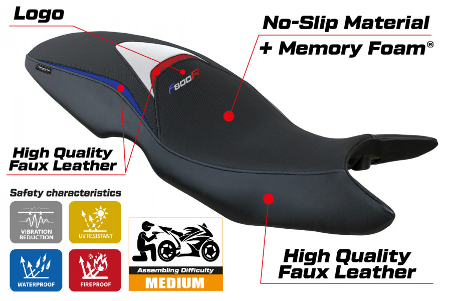Housse de selle compatible BMW F 800 R (09-20) modèle Maili comfort system