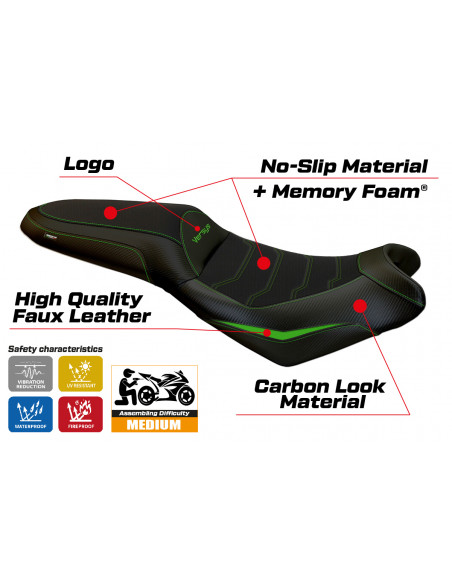 Seat cover compatible Kawasaki Versys 650 (07-22) Nasir comfort system model