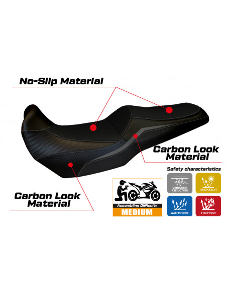 Funda de asiento compatible con Kawasaki Versys 1000 (19-22) modelo Elvas
