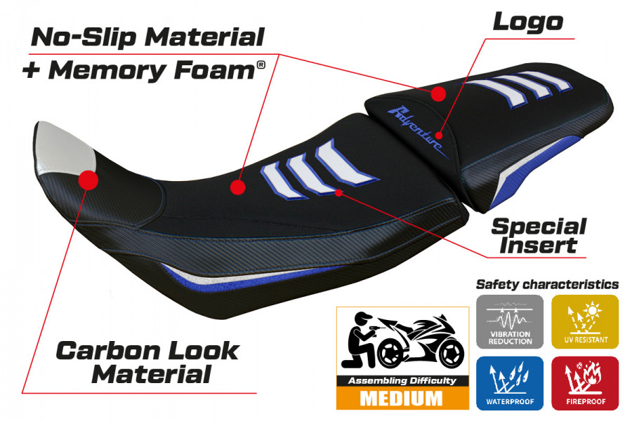 Funda de asiento compatible Honda Africa Twin 1100 (20-22) modelo Deline special color comfort system