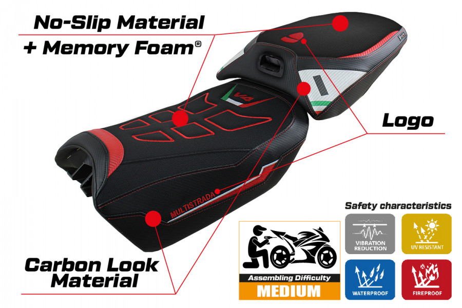 Housse de selle compatible Ducati Multistrada V4 (2022) modèle Meknès comfort system