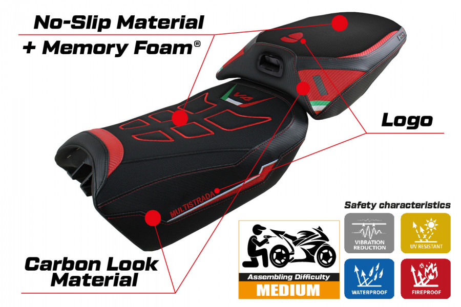 Housse de selle compatible Ducati Multistrada V4 (2022) modèle Meknès comfort system