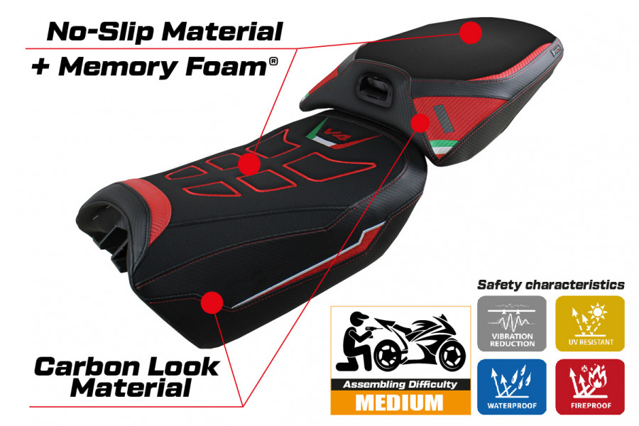 Funda de asiento compatible con Ducati Multistrada V4 (2022) modelo Meknes comfort system