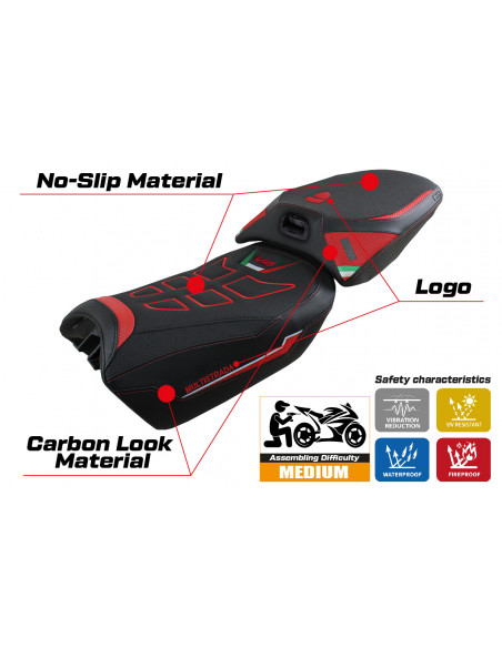 Housse de selle compatible Ducati Multistrada V4 (2022) modèle Meknes ultragrip