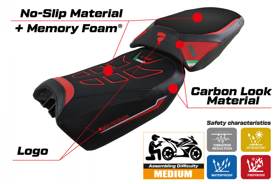 Housse de selle compatible Ducati Multistrada V4 (2022) modèle Safi comfort system