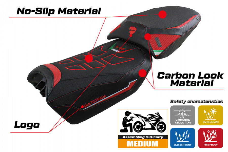Seat cover compatible Ducati Multistrada V4 (2022) Safi ultragrip model