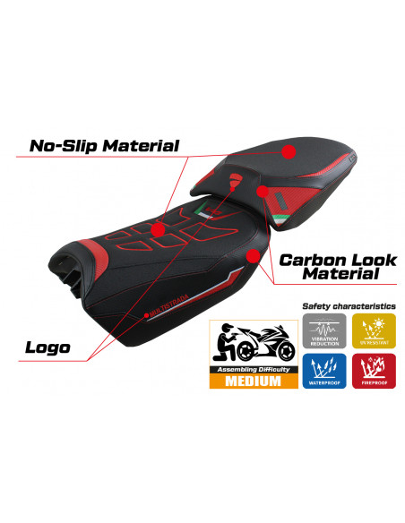 Funda de asiento compatible con Ducati Multistrada V4 (2022) modelo Safi ultragrip