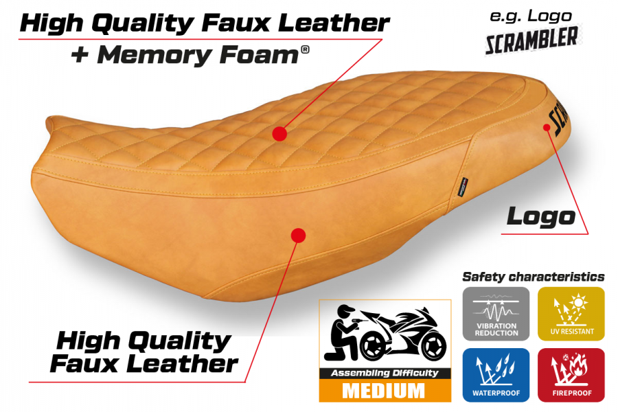 Seat cover compatible Ducati Scrambler 400 / 800 / 1100 (15-22) Vintage comfort system model