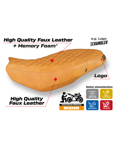 Seat cover compatible Ducati Scrambler 400 / 800 / 1100 (15-22) Vintage comfort system model