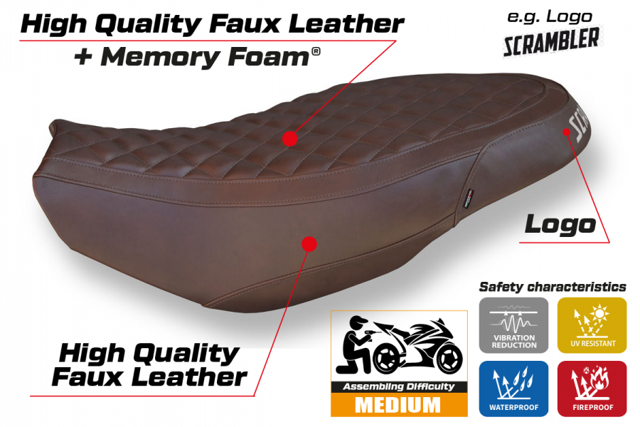 Housse de selle compatible Ducati Scrambler 400/800/1100 (15-22) modèle Vintage comfort system