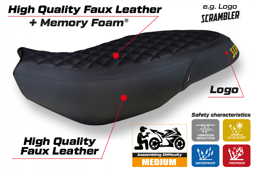 Seat cover compatible Ducati Scrambler 400 / 800 / 1100 (15-22) Vintage comfort system model