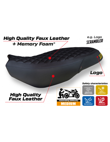 Housse de selle compatible Ducati Scrambler 400/800/1100 (15-22) modèle Vintage comfort system