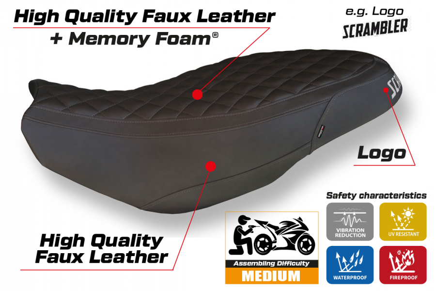 Seat cover compatible Ducati Scrambler 400 / 800 / 1100 (15-22) Vintage comfort system model