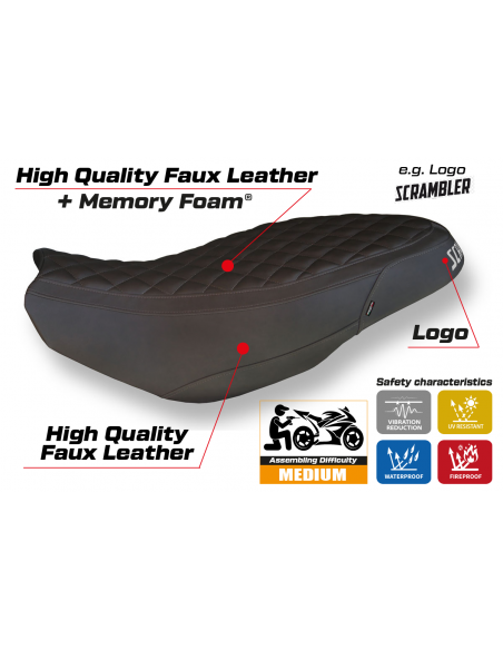 Housse de selle compatible Ducati Scrambler 400/800/1100 (15-22) modèle Vintage comfort system