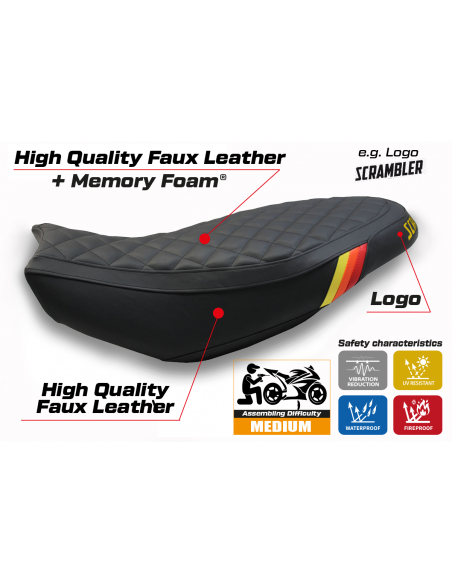 Housse de selle compatible Ducati Scrambler 400/800/1100 (15-22) modèle Vintage comfort system