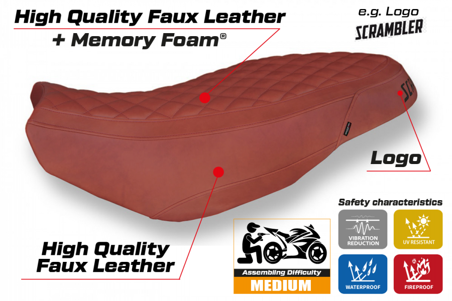 Sitzbezug kompatibel Ducati Scrambler 400/800/1100 (15-22) Modell Vintage comfort system