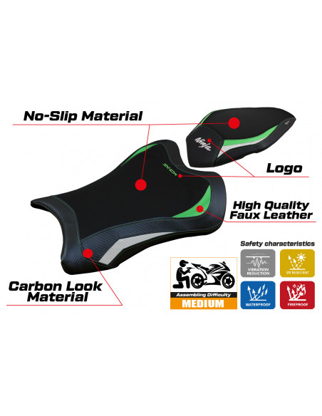 Housse de selle compatible Kawasaki Ninja ZX 10 R (21-22) modèle Dexter