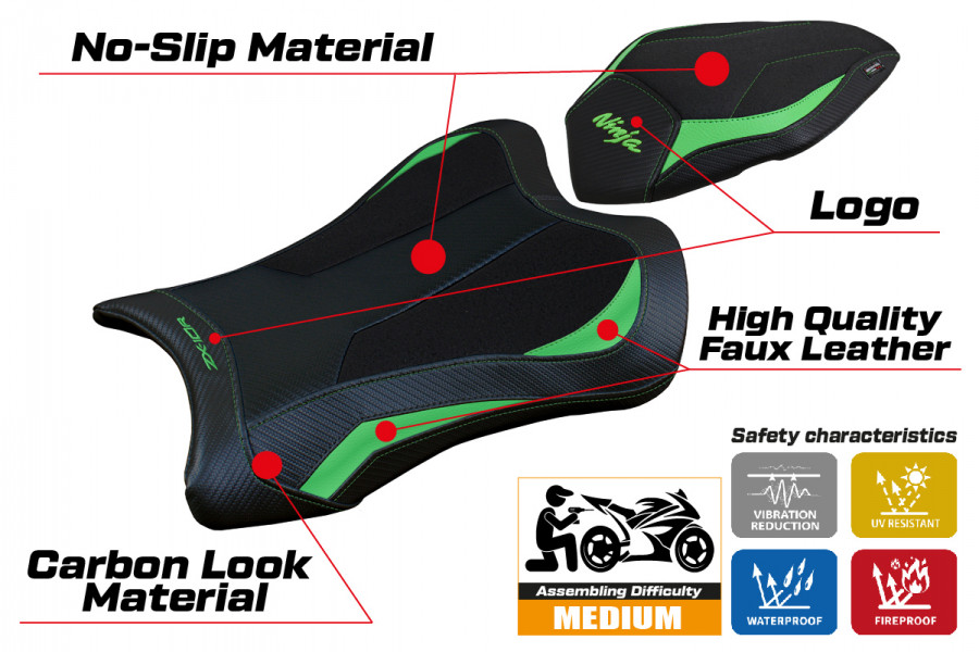 Seat cover compatible Kawasaki Ninja ZX 10 R (21-22) Dexter Ultragrip model