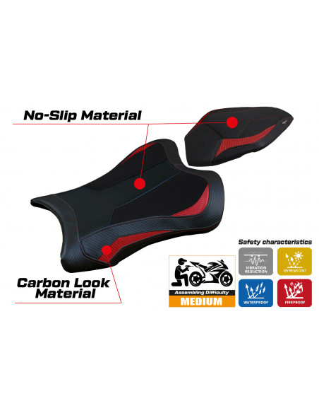 Funda de asiento compatible con Kawasaki Ninja ZX 10 R (21-22) modelo Dexter Ultragrip