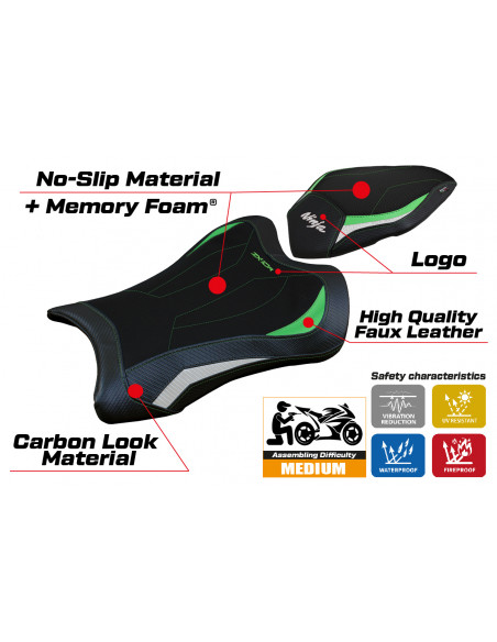 Rivestimento sella compatibile Kawasaki Ninja ZX 10 R (21-22) modello Dexter Comfort System