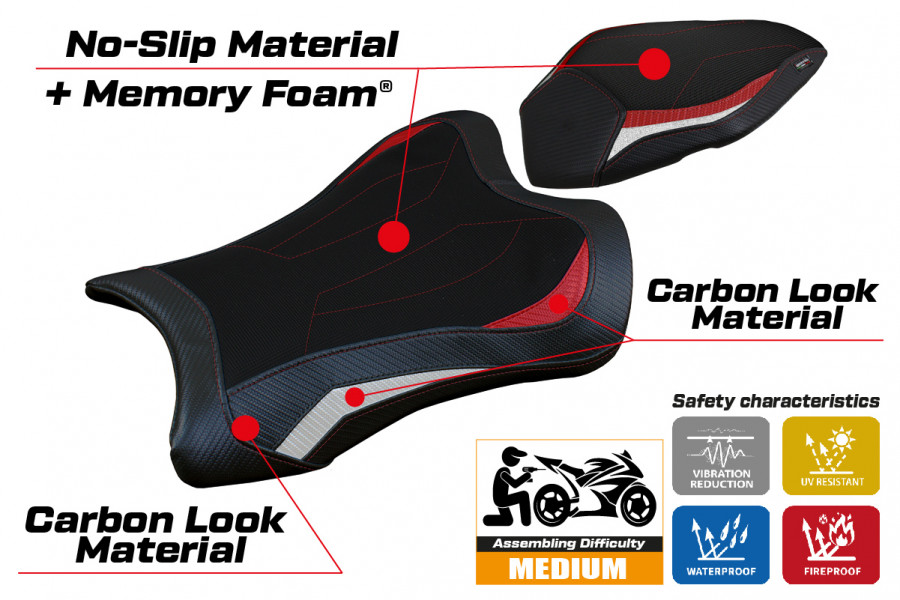 Rivestimento sella compatibile Kawasaki Ninja ZX 10 R (21-22) modello Dexter Comfort System