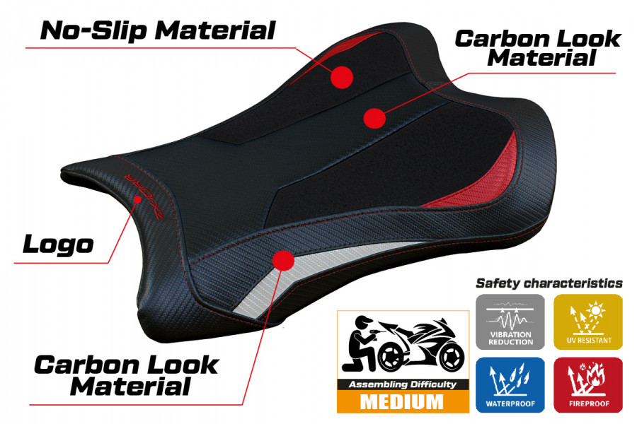 Housse de selle compatible Kawasaki Ninja ZX 10 RR (21-22) modèle Garen Ultragrip