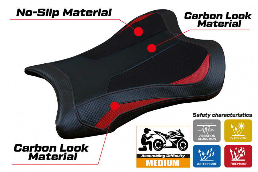 Funda de asiento compatible con Kawasaki Ninja ZX 10 RR (21-22) modelo Garen Ultragrip