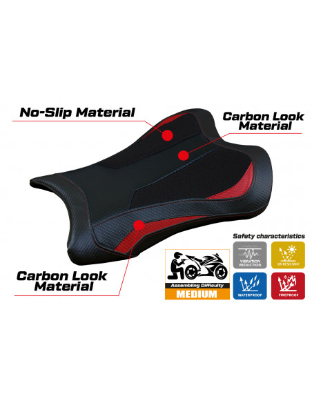 Funda de asiento compatible con Kawasaki Ninja ZX 10 RR (21-22) modelo Garen Ultragrip