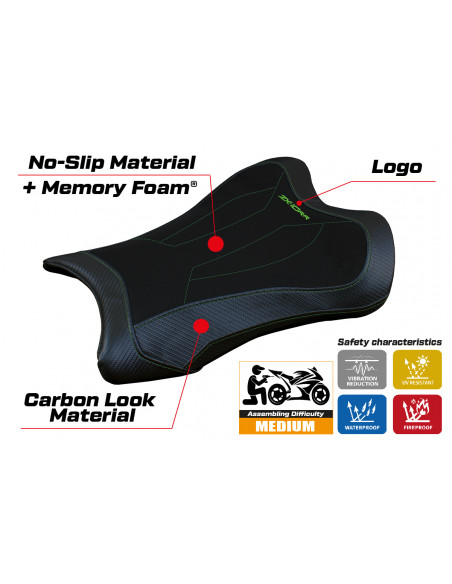Housse de selle compatible Kawasaki Ninja ZX 10 RR (21-22) modèle Garen Comfort System