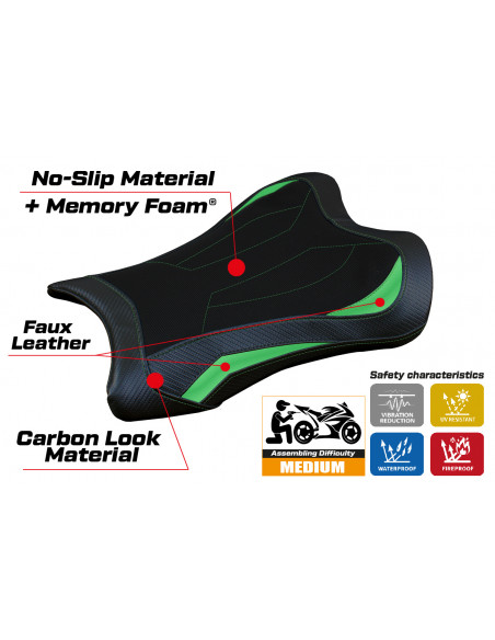 Housse de selle compatible Kawasaki Ninja ZX 10 RR (21-22) modèle Garen Comfort System