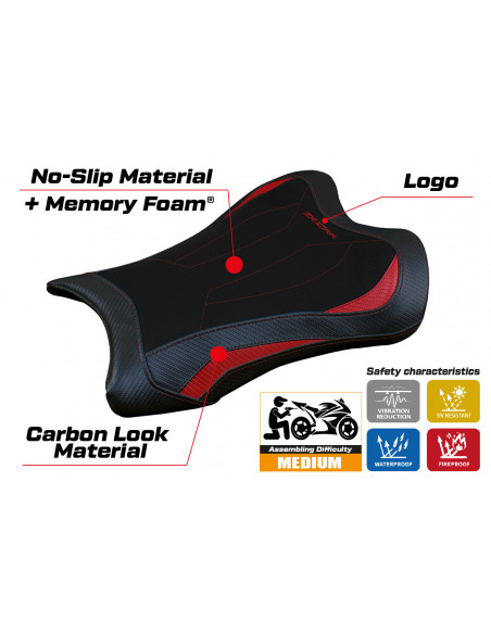 Funda de asiento compatible con Kawasaki Ninja ZX 10 RR (21-22) modelo Garen Comfort System