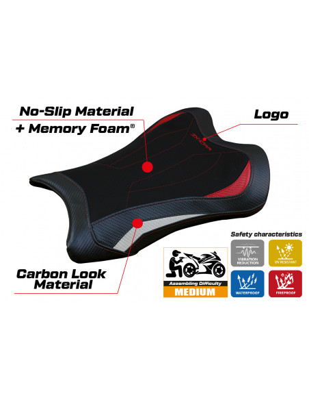 Funda de asiento compatible con Kawasaki Ninja ZX 10 RR (21-22) modelo Garen Comfort System