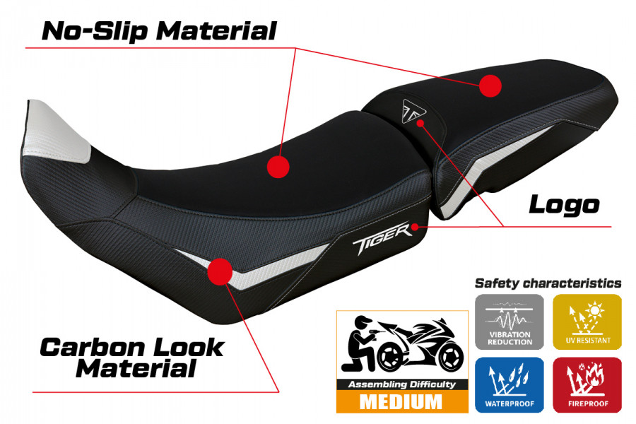 Housse de selle compatible Triumph Tiger 900 (20-22) modèle Dover