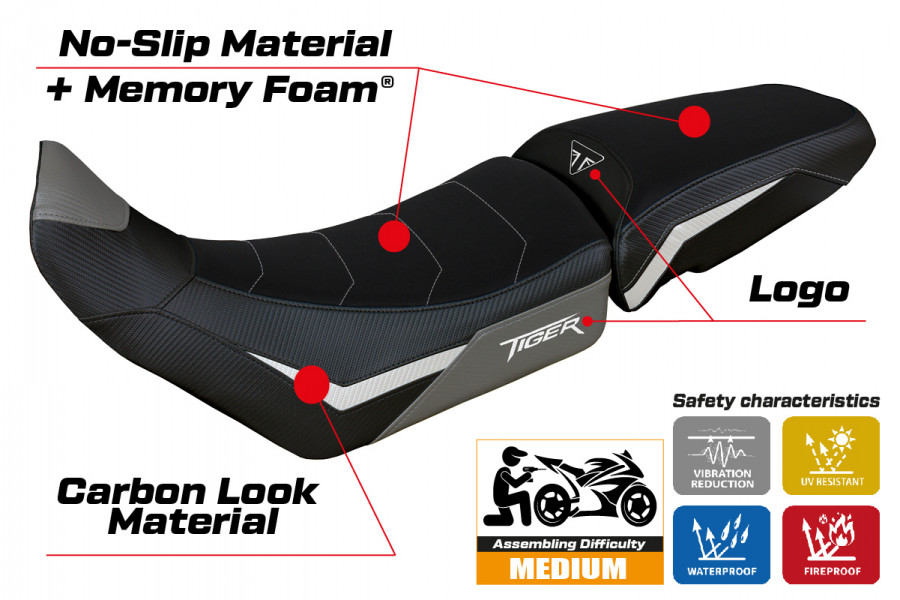 Housse de selle compatible Triumph Tiger 900 (20-22) modèle Dover Comfort System