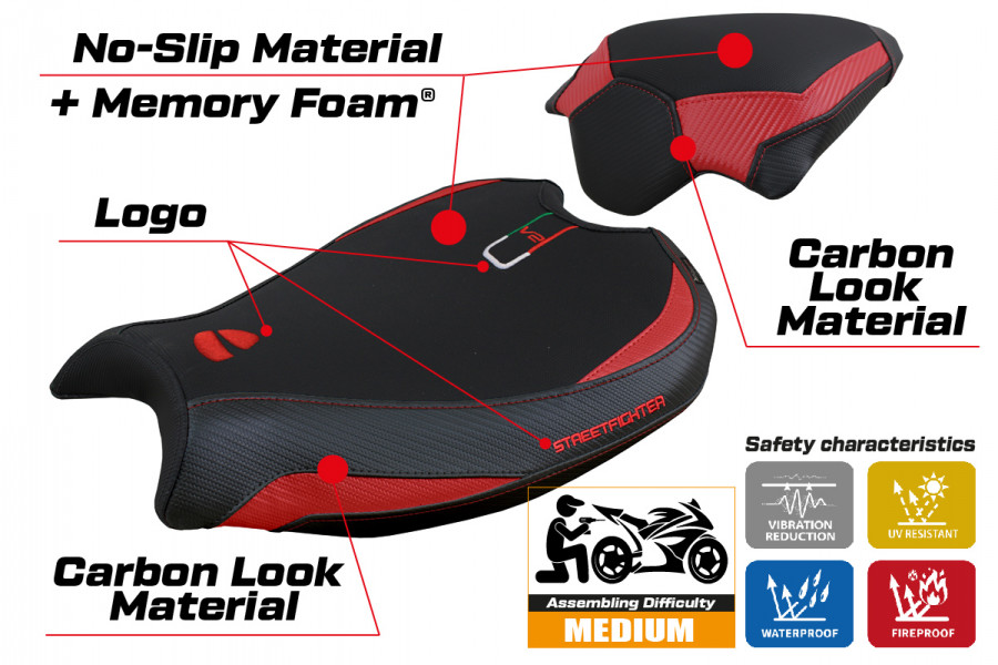 Rivestimento sella compatibile Ducati Streetfighter V2 (2022) modello Mina comfort system