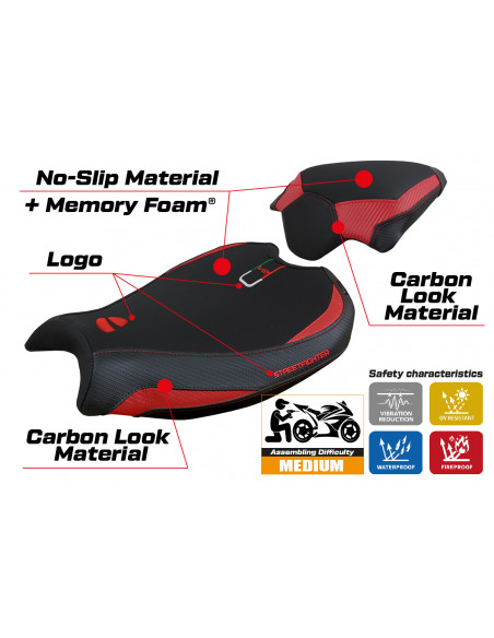 Housse de selle compatible Ducati Streetfighter V2 (2022) modèle Mina comfort system