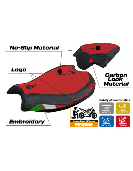 Housse de selle compatible Ducati Streetfighter V2 (2022) modèle Mina velvet