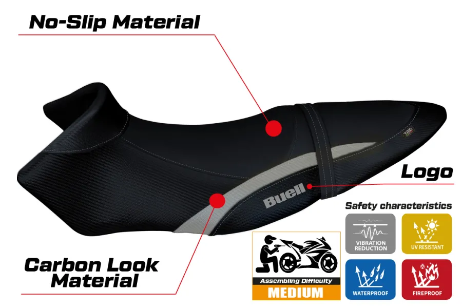Housse de selle compatible BUELL XB 12 S - XB 12 SX (19-21) modèle Avignone
