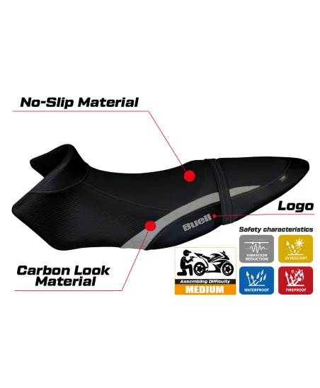 Housse de selle compatible BUELL XB 12 S - XB 12 SX (19-21) modèle Avignone