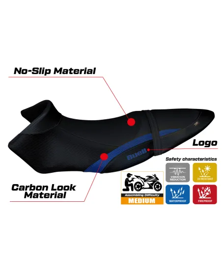 Funda de asiento compatible con BUELL XB 12 S - XB 12 SX (19-21) modelo Avignone