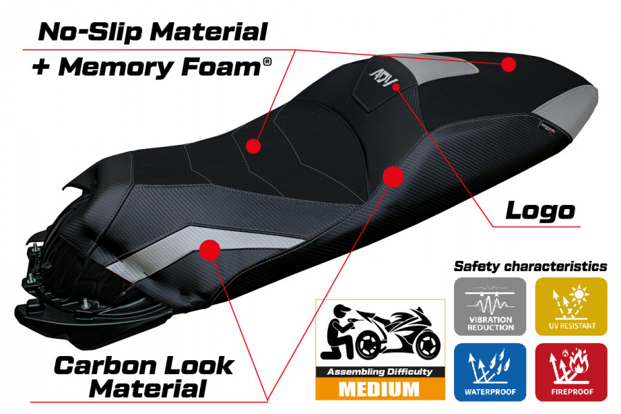 Funda de asiento compatible Honda ADV 350 modelo Nilli comfort system