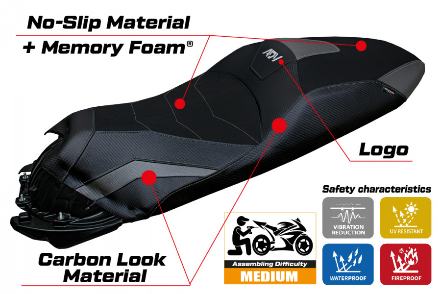Funda de asiento compatible Honda ADV 350 modelo Nilli comfort system
