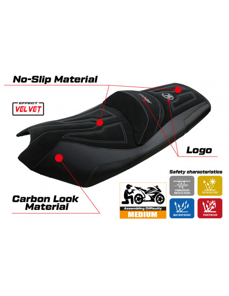 Housse de selle compatible Kymco AK 550 (17-22) modèle Rajka