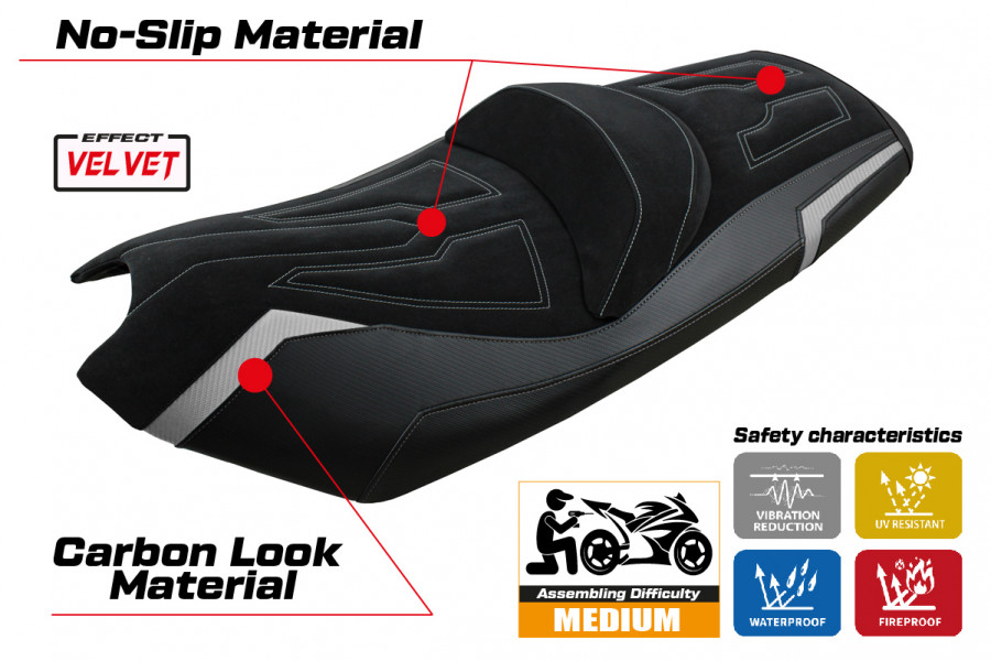 Housse de selle compatible Kymco AK 550 (17-22) modèle Rajka